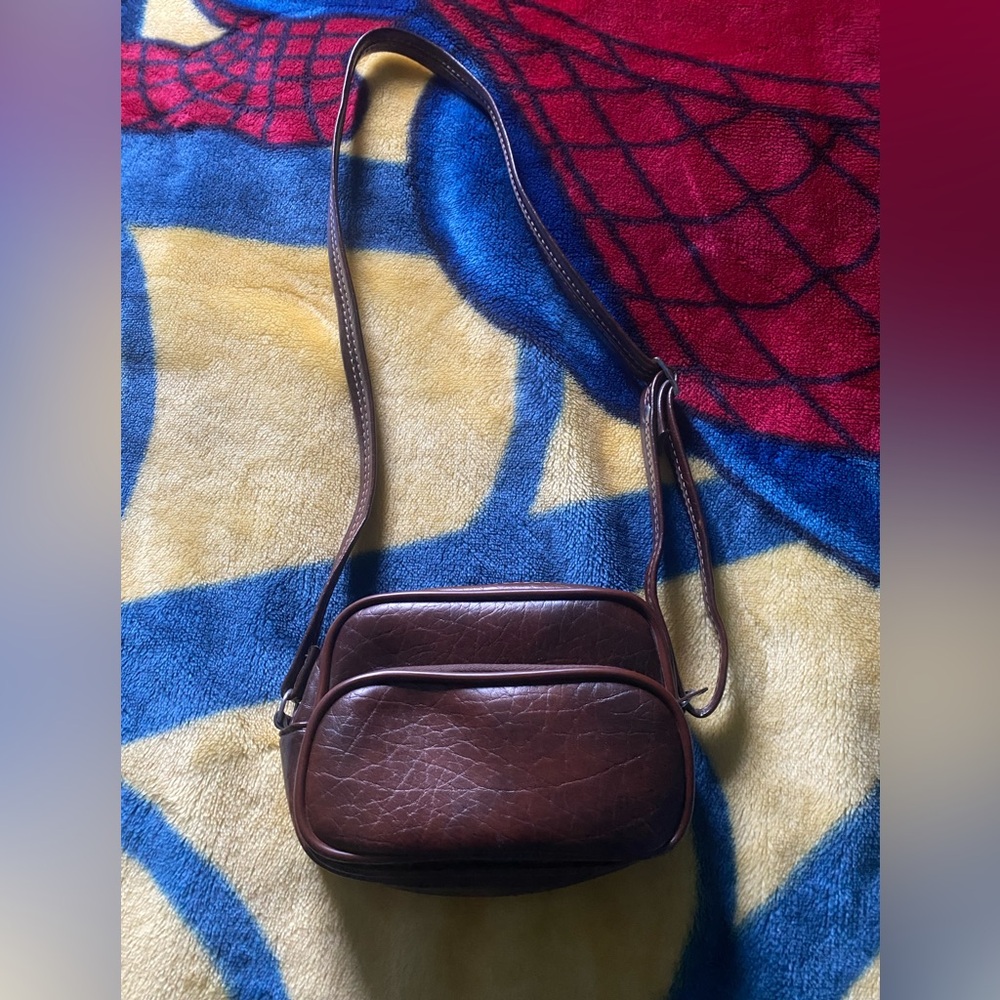 Y2K Vintage Brown Leather Mini Crossbody Bag